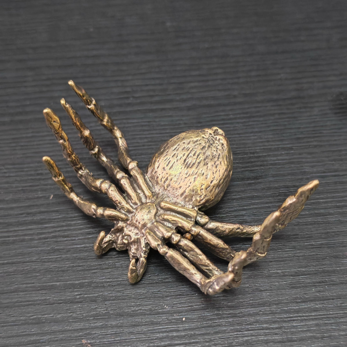 Solid Brass Spider Figurine – Gothic Miniature Sculpture & Desk Accent
