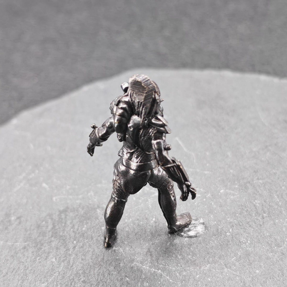 Brass Extraterrestrial Hunter Figurine — Sci-Fi Alien Warrior Desk Sculpture