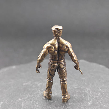 Brass Werewolf Figurine — Fierce Miniature Beast Sculpture & Horror Fantasy Desk Piece