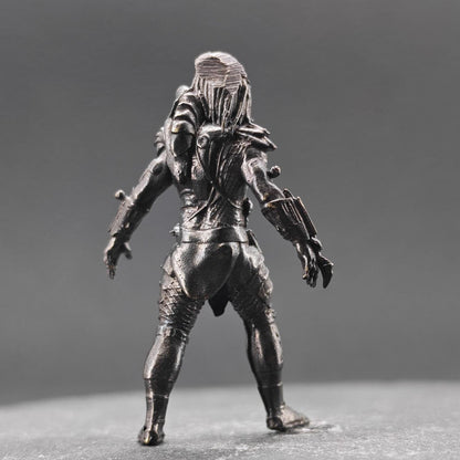 Brass Extraterrestrial Hunter Figurine — Sci-Fi Alien Warrior Desk Sculpture