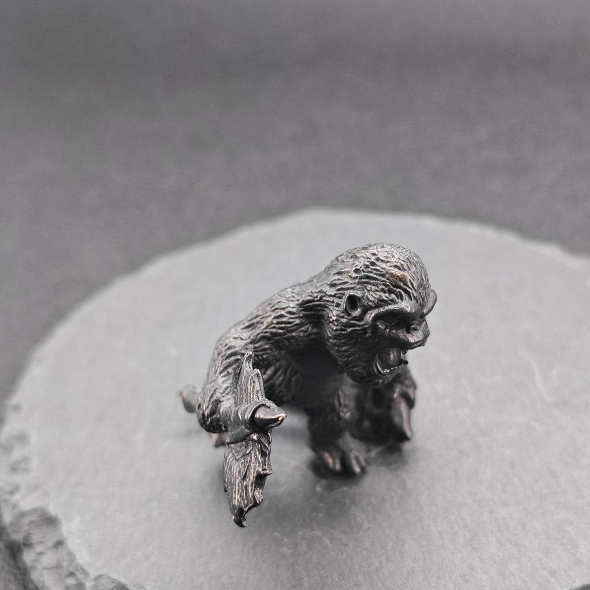 Oxidised Black Brass Gorilla Figurine — Wildlife Desk Sculpture & Jungle Collector Piece