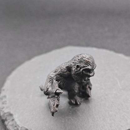 Oxidised Black Brass Gorilla Figurine — Wildlife Desk Sculpture & Jungle Collector Piece