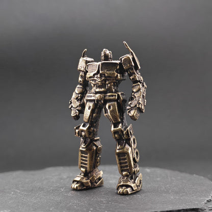 Brass Autobot Commander Figurine — Transformers-Inspired Sci-Fi Robot Desk Sculpture