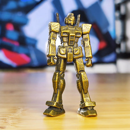 Brass Mecha Mobile Suit Figurine — Sci-Fi Robot Desk Sculpture & Anime Collector Piece