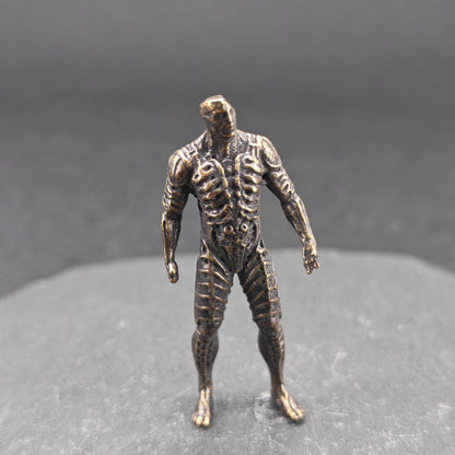 Brass Engineer Figurine — Biomechanical Alien Desk Sculpture