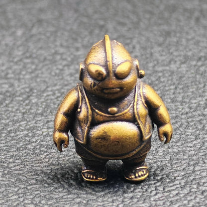 Brass Chubby Retired Hero Figurine — Parody Superhero Miniature & Novelty Desk Ornament