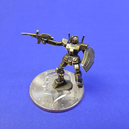 Brass Mecha Mobile Suit Warrior Figurine — Sci-Fi Robot Desk Sculpture & Anime Collector Piece
