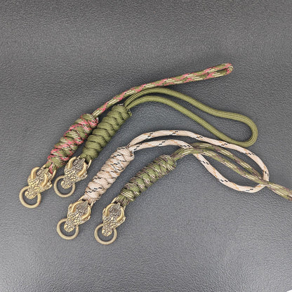 Brass Dragon Head Paracord Keychain – Handcrafted EDC Charm