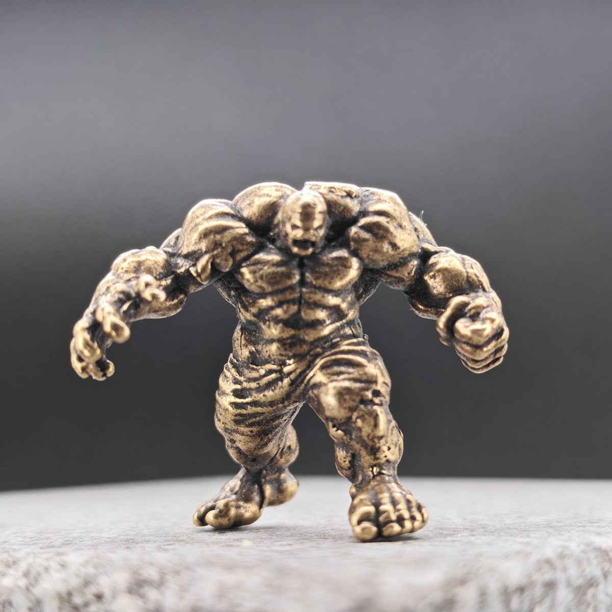 Brass Muscular Giant Figurine — Superhero Desk Sculpture & Collector Miniature
