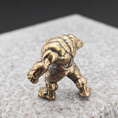 Brass Muscular Giant Figurine — Superhero Desk Sculpture & Collector Miniature