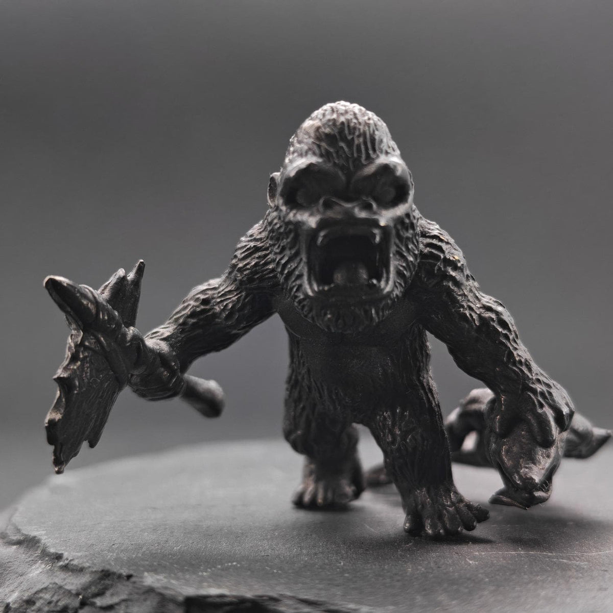 Oxidised Black Brass Gorilla Figurine — Wildlife Desk Sculpture & Jungle Collector Piece