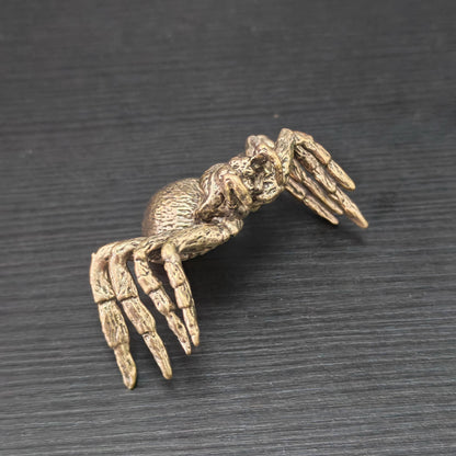 Solid Brass Spider Figurine – Gothic Miniature Sculpture & Desk Accent