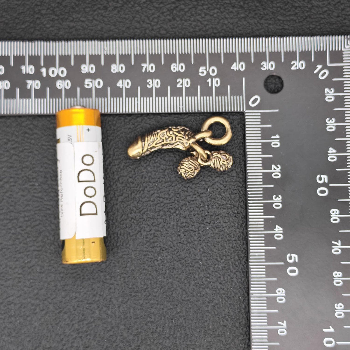 Brass Phallus Pocket Charm | Solid Brass Novelty Keychain | Adult Gag Gift