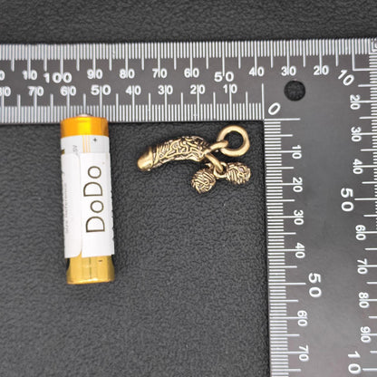 Brass Phallus Pocket Charm | Solid Brass Novelty Keychain | Adult Gag Gift