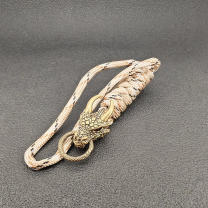 Brass Dragon Head Paracord Keychain – Handcrafted EDC Charm