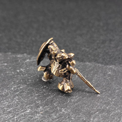 Brass Red Mobile Suit Miniature — Tiny Diorama Figure for Terrarium & Aquascape