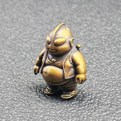 Brass Chubby Retired Hero Figurine — Parody Superhero Miniature & Novelty Desk Ornament