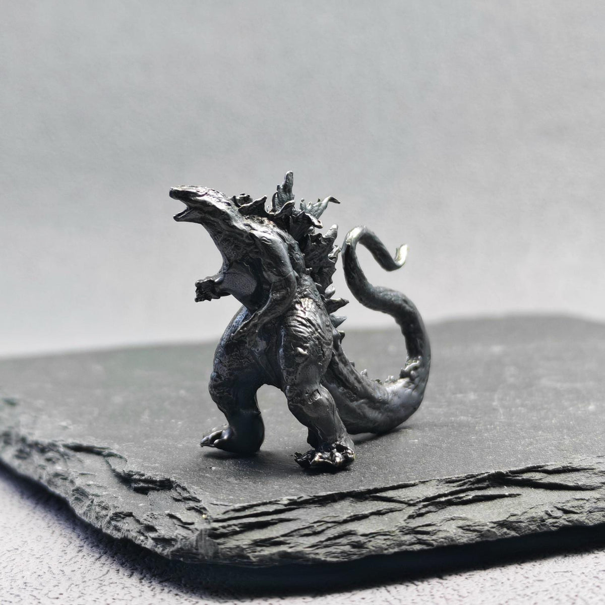 Brass Kaiju Monster Figurine — Spiked Giant Creature Desk Sculpture