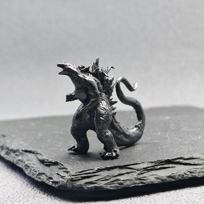 Brass Kaiju Monster Figurine — Spiked Giant Creature Desk Sculpture