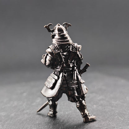 Solid Brass Samurai Figurine with Katana — Classical Warrior Desk Sculpture