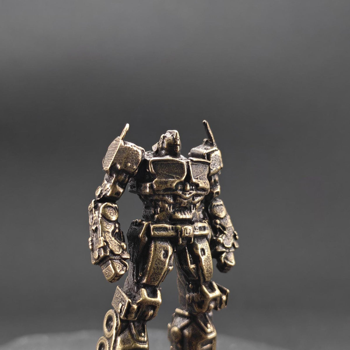 Brass Autobot Commander Figurine — Transformers-Inspired Sci-Fi Robot Desk Sculpture