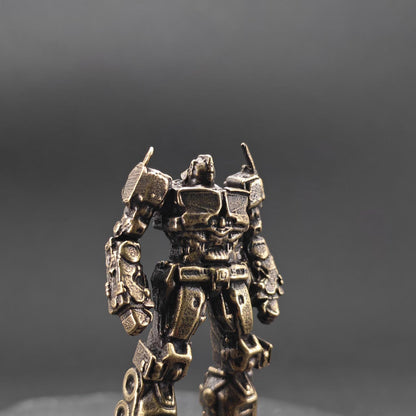 Brass Autobot Commander Figurine — Transformers-Inspired Sci-Fi Robot Desk Sculpture