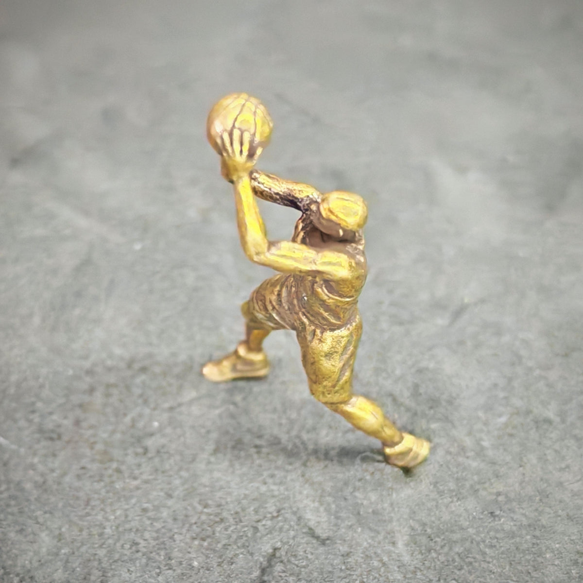 Brass Basketball Player Figurine — Vintage Sports Desk Sculpture & DIY Pendant