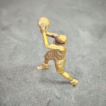 Brass Basketball Player Figurine — Vintage Sports Desk Sculpture & DIY Pendant