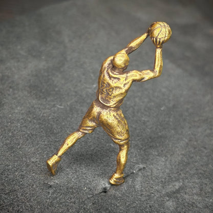 Brass Basketball Player Figurine — Vintage Sports Desk Sculpture & DIY Pendant
