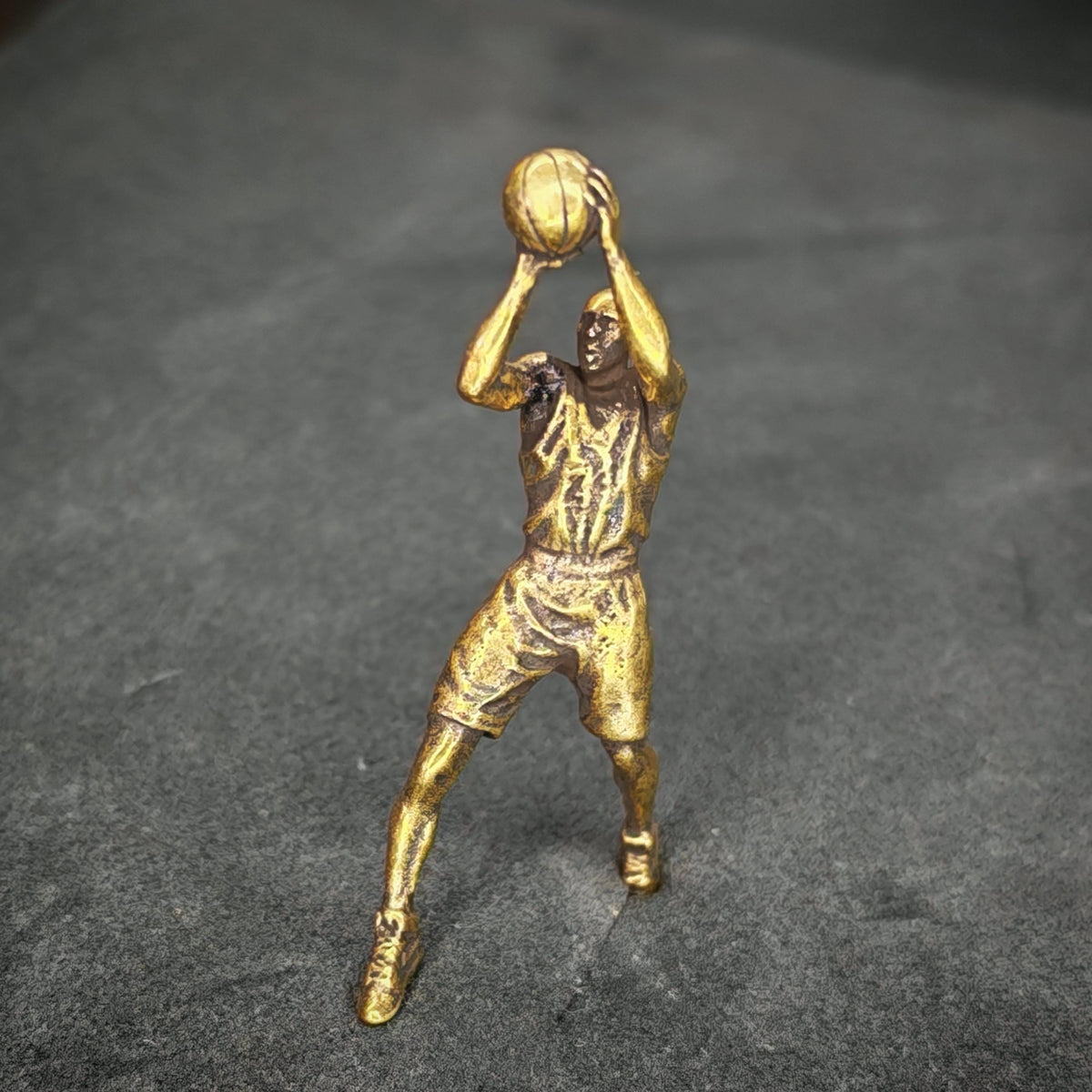 Brass Basketball Player Figurine — Vintage Sports Desk Sculpture & DIY Pendant