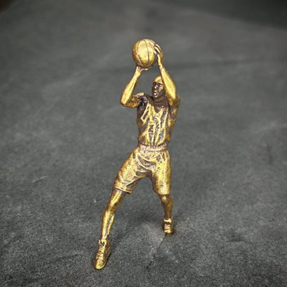 Brass Basketball Player Figurine — Vintage Sports Desk Sculpture & DIY Pendant