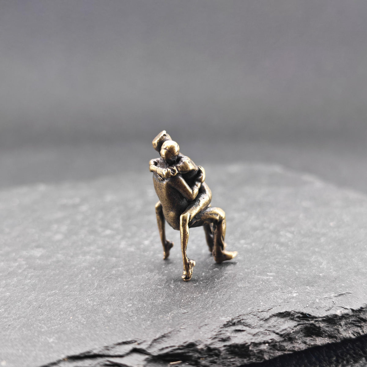 Brass Seated Couple Figurine — Intimate Miniature Collectible