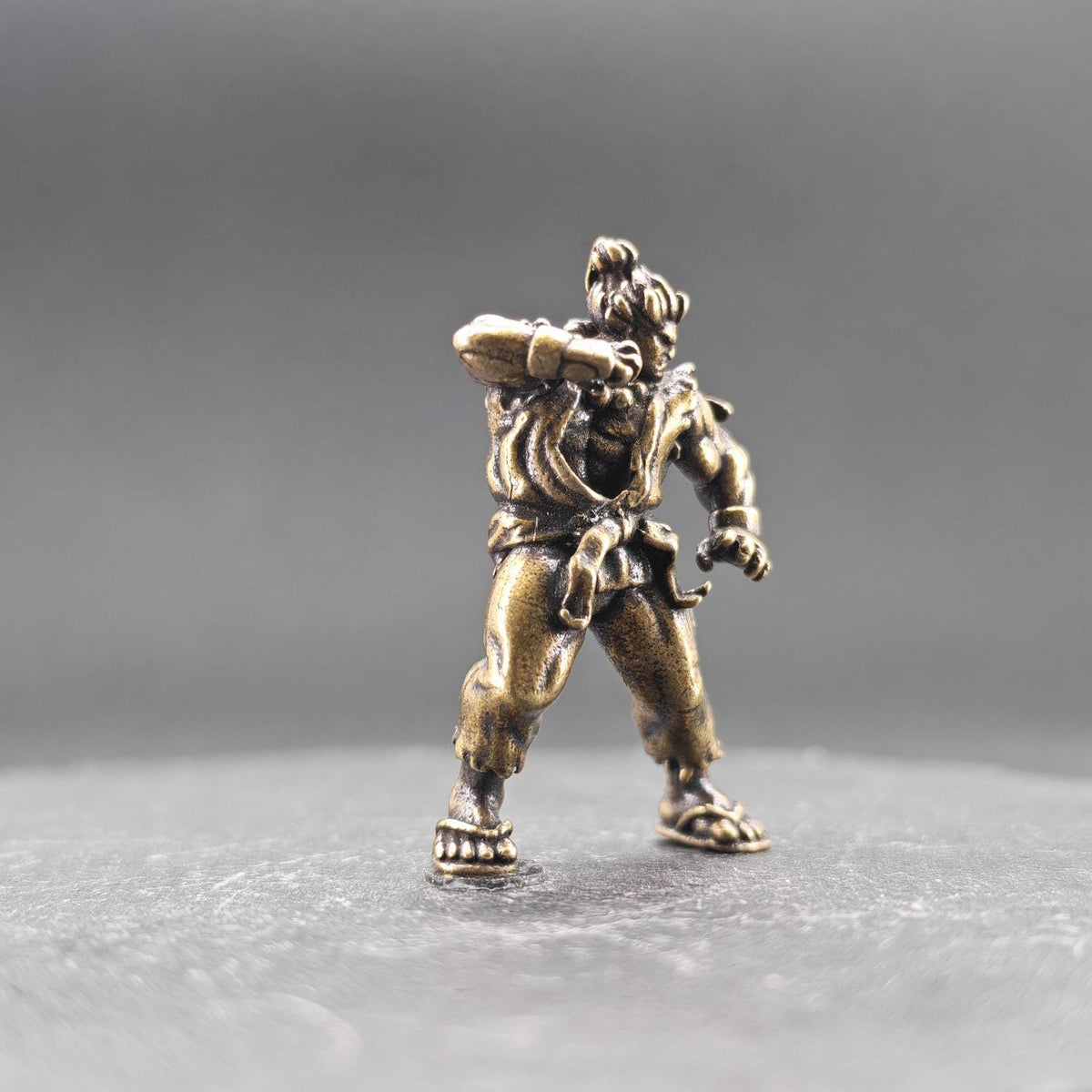 Brass Combat Fighter Miniature — Martial Arts Desk Sculpture & Fantasy Collector Piece