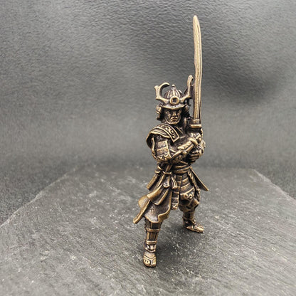 Brass Samurai Warrior Figurine – Handcrafted Desk Collectible