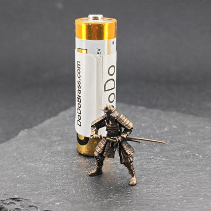 Brass Samurai Drawing Sword Figurine – Handcrafted Miniature Collectible