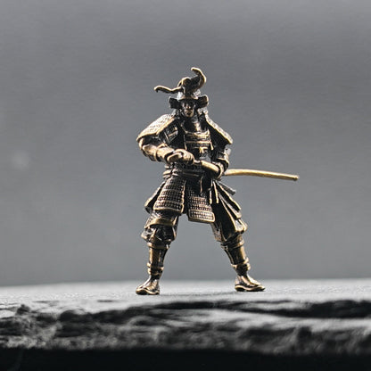 Brass Samurai Drawing Sword Figurine – Handcrafted Miniature Collectible