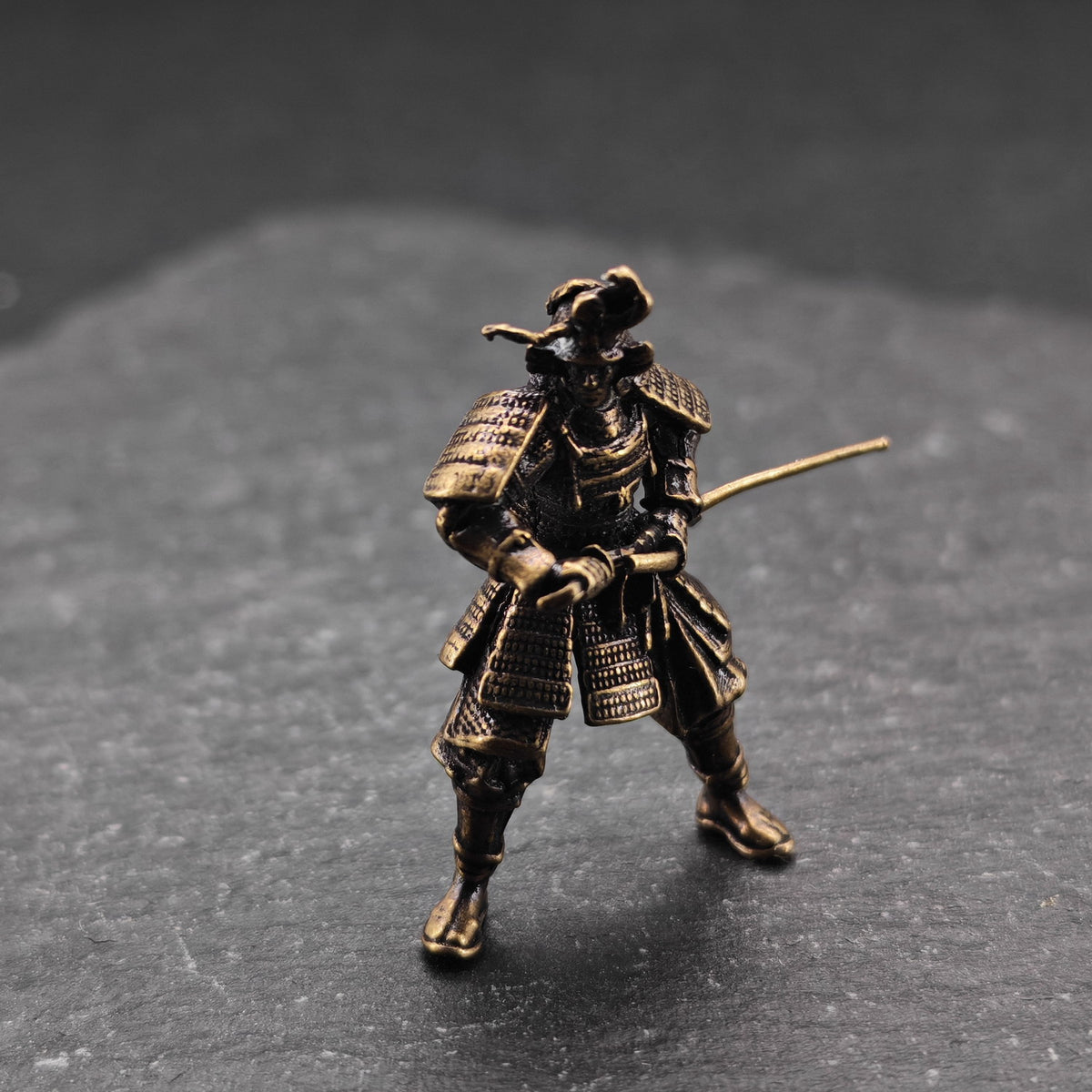 Brass Samurai Drawing Sword Figurine – Handcrafted Miniature Collectible