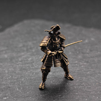 Brass Samurai Drawing Sword Figurine – Handcrafted Miniature Collectible