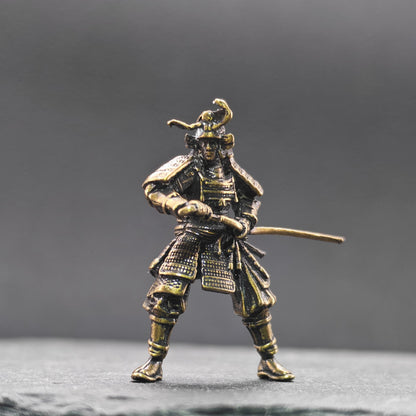 Brass Samurai Drawing Sword Figurine – Handcrafted Miniature Collectible