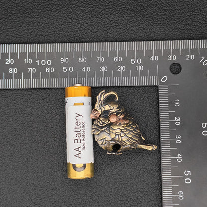 Miniature Brass Parrot Bell Figurine — Bag Charm & Shelf Ornament