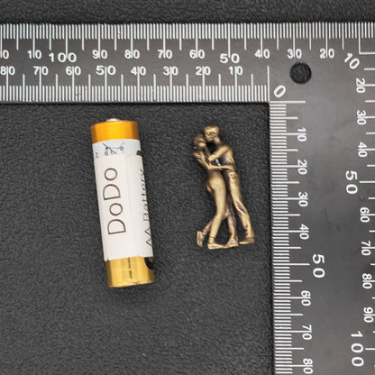 Miniature Brass Couple Figurine — Embracing & Kissing Lovers Sculpture