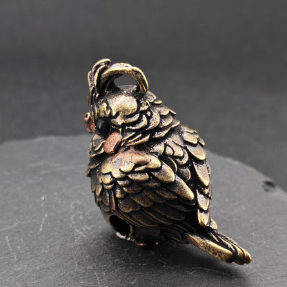 Miniature Brass Parrot Bell Figurine — Bag Charm & Shelf Ornament
