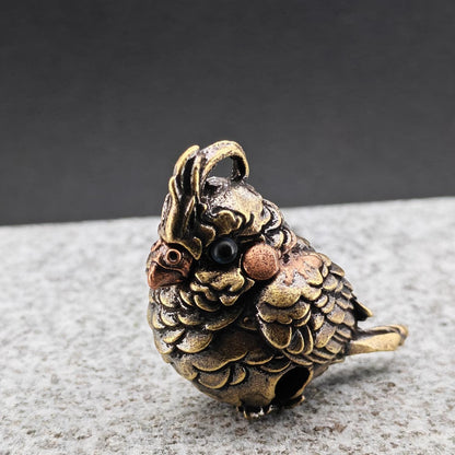 Miniature Brass Parrot Bell Figurine — Bag Charm & Shelf Ornament