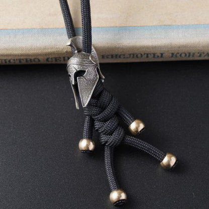 Brass Spartan Helmet Paracord Keychain — EDC Backpack Charm & Car Ornament