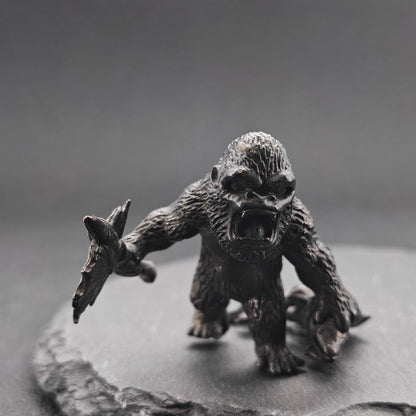Oxidised Black Brass Gorilla Figurine — Wildlife Desk Sculpture & Jungle Collector Piece