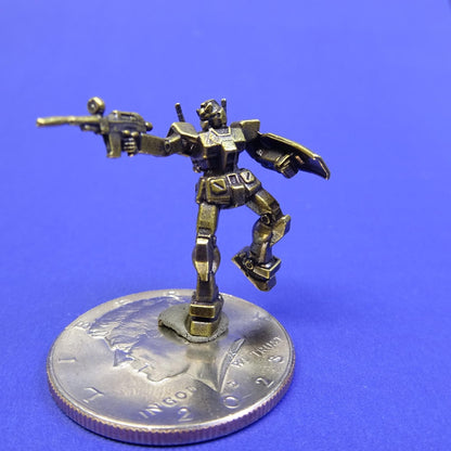 Brass Mecha Mobile Suit Warrior Figurine — Sci-Fi Robot Desk Sculpture & Anime Collector Piece