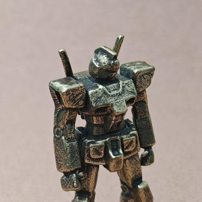 Brass Mecha Mobile Suit Figurine — Sci-Fi Robot Desk Sculpture & Anime Collector Piece