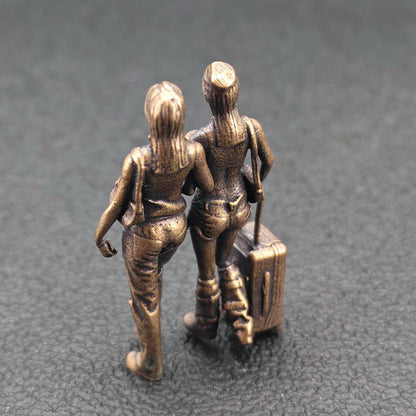Brass Best Friends Figurine – Miniature Travel Duo and Friendship Keepsake Gift