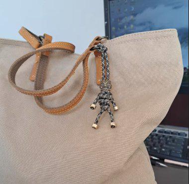 Brass Mythical Mask Paracord Keychain — EDC Backpack Charm & Car Ornament