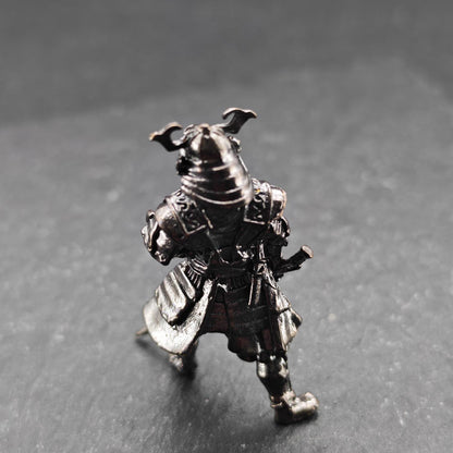Solid Brass Samurai Figurine with Katana — Classical Warrior Desk Sculpture